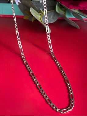 925 Sterling Silver Figaro Chain Necklace - Silver 17”